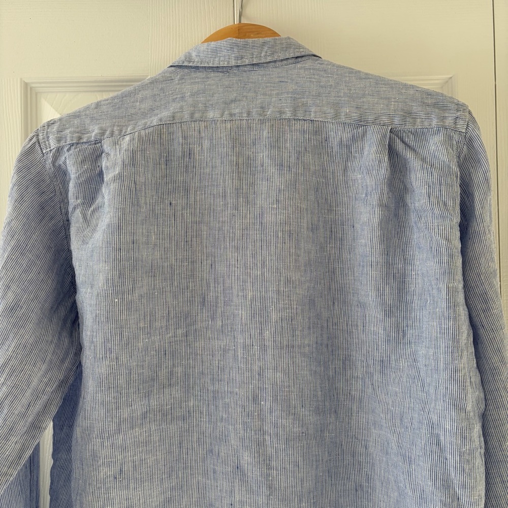 Muji Light Blue Linen Button-Down Shirt - Picture 9 of 13